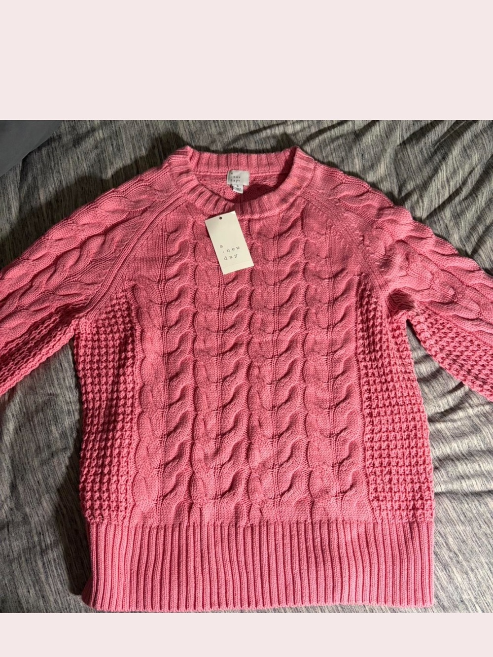 a new day Pink Cable Knit Crew Neck Sweater